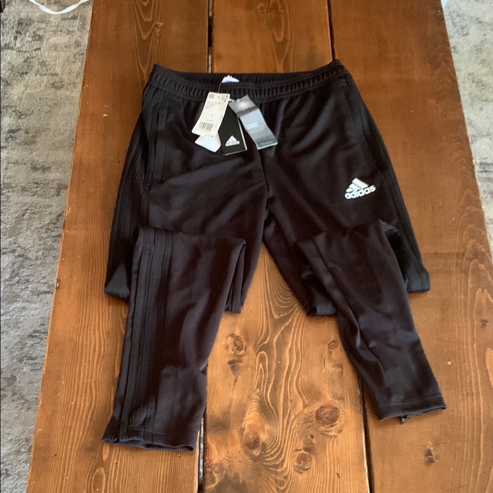 Adidas Black Tapered Sweatpants with Elastic Waistband